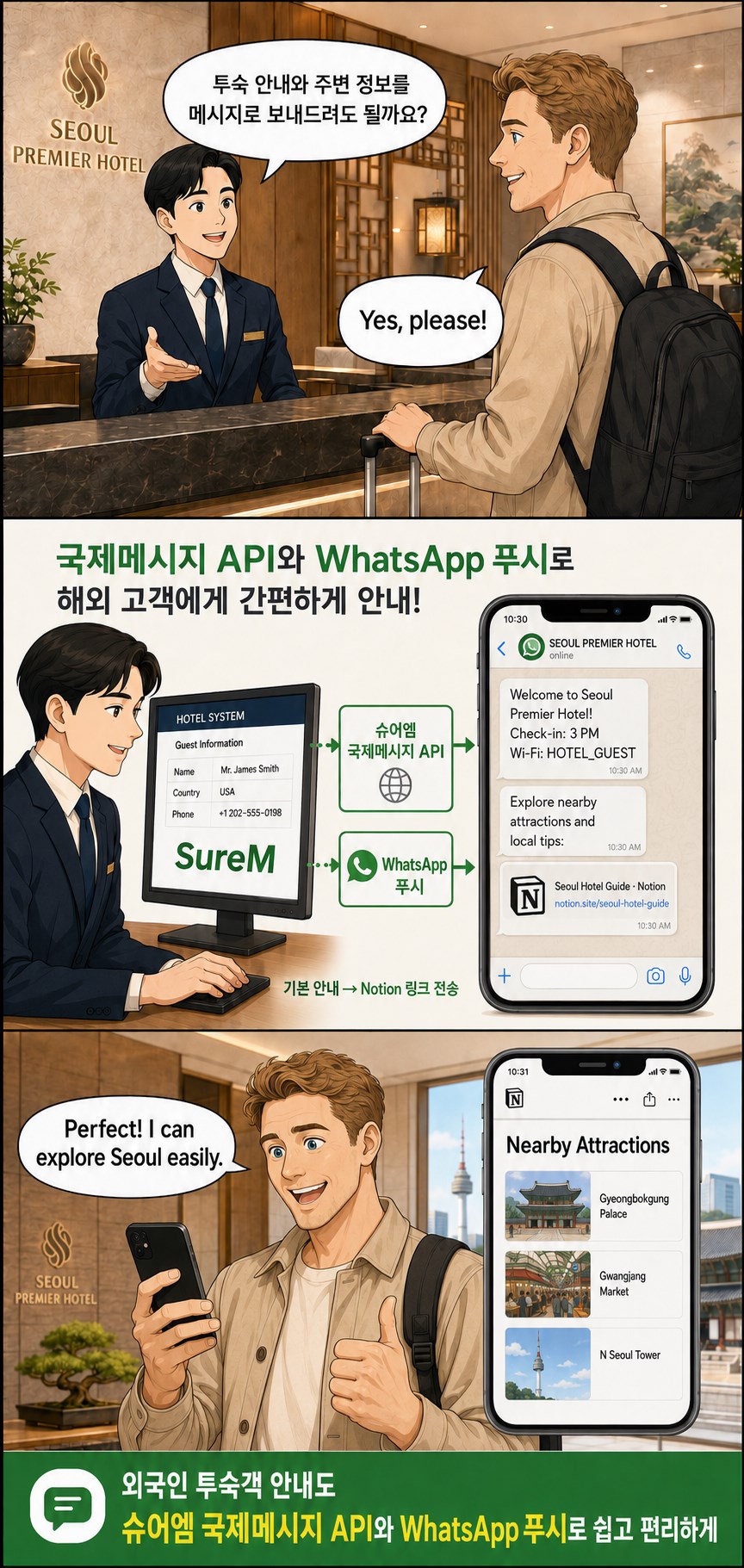 호텔 외국인 투숙객 안내 메시지 예시